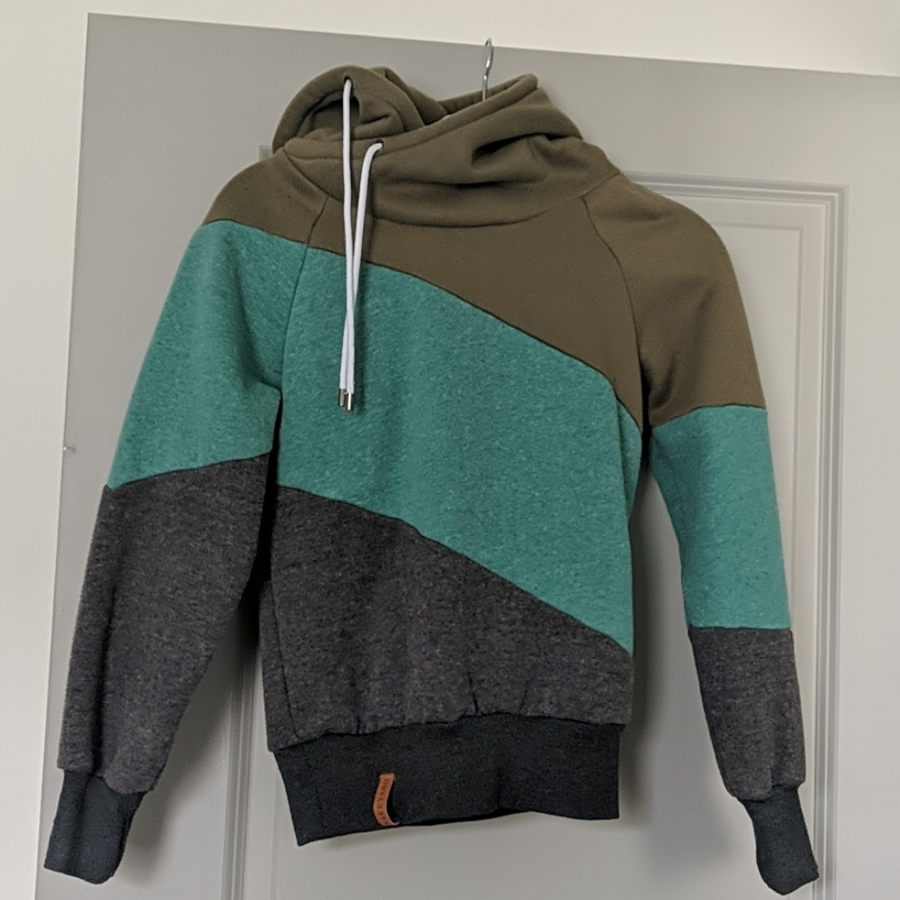 Asymmetrical color block hoodie